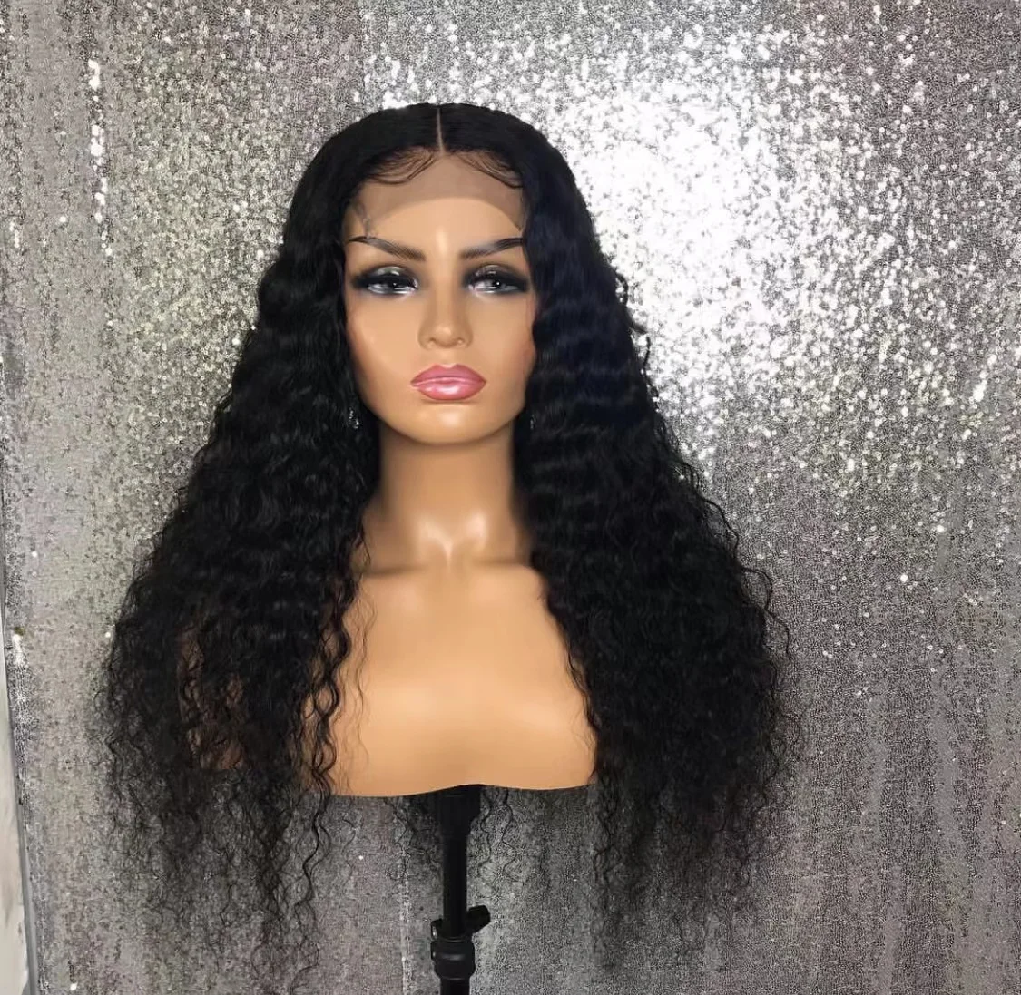 

Long Curly Synthetic Lace Front Wigs Pre Plucked Natural Hairline Heat Resistant Fiber Hair Glueless Lace Wigs Daily Use Wigs