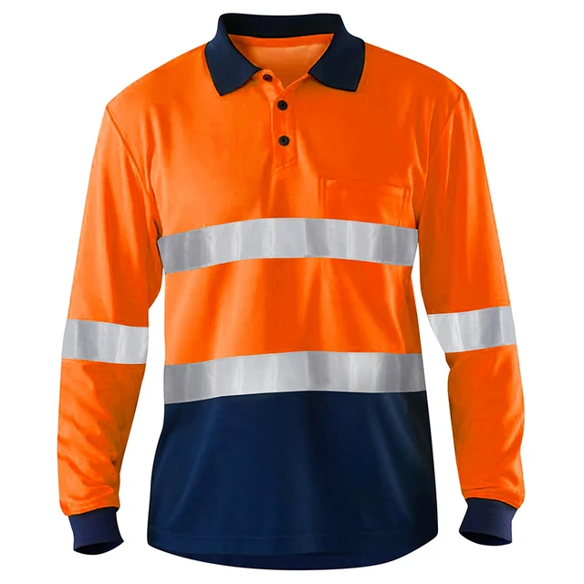 Hi Vis Long Sleeve Reflective Safety Polo for Construction