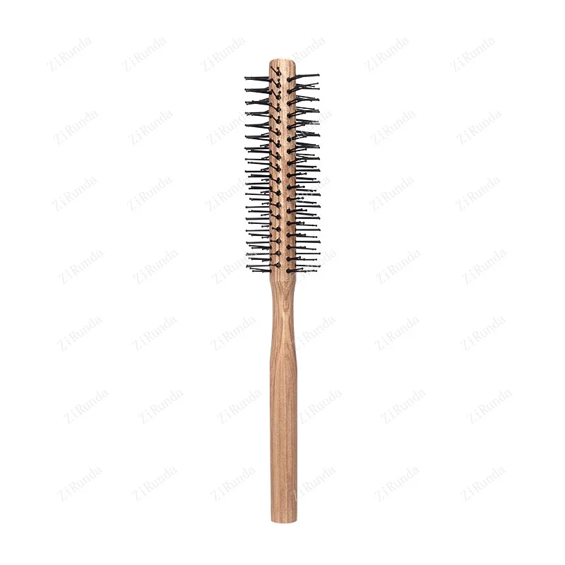 나무 손잡이 컬링 브러시, 나일론 빗, 원형 헤어 빗, 헤어 스타일링 도구, 전문 살롱 스타일링 도구, 1 개