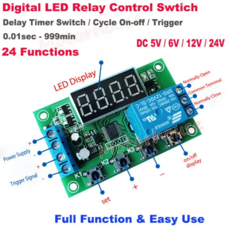 Modulo Timer Trigger Ciclico ON/OFF 5V-30V Con Rel&egrave; 10A E Porta MicroUSB &ndash; Trigger Delay