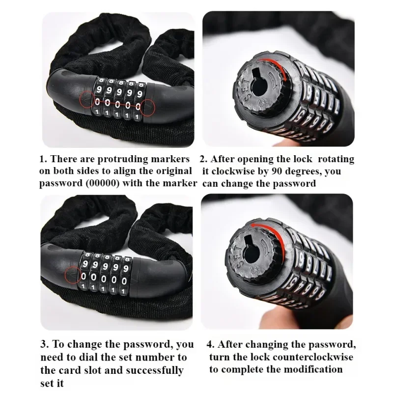 Bike Chain Lock with Lighter Weight Stronger Security Anti-Theft Bicycle Lock for Road Mountain Cycling
