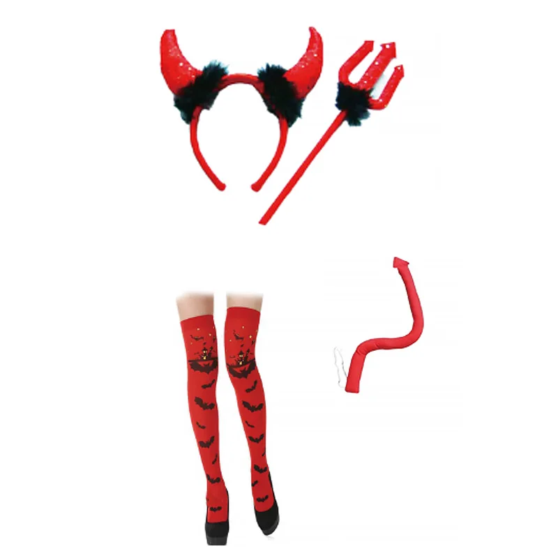 PESENAR Devil Costume Accessories Red Devil Horns Headband Demon Horns Halloween Cosplay Costume Photo Props Party Hairband
