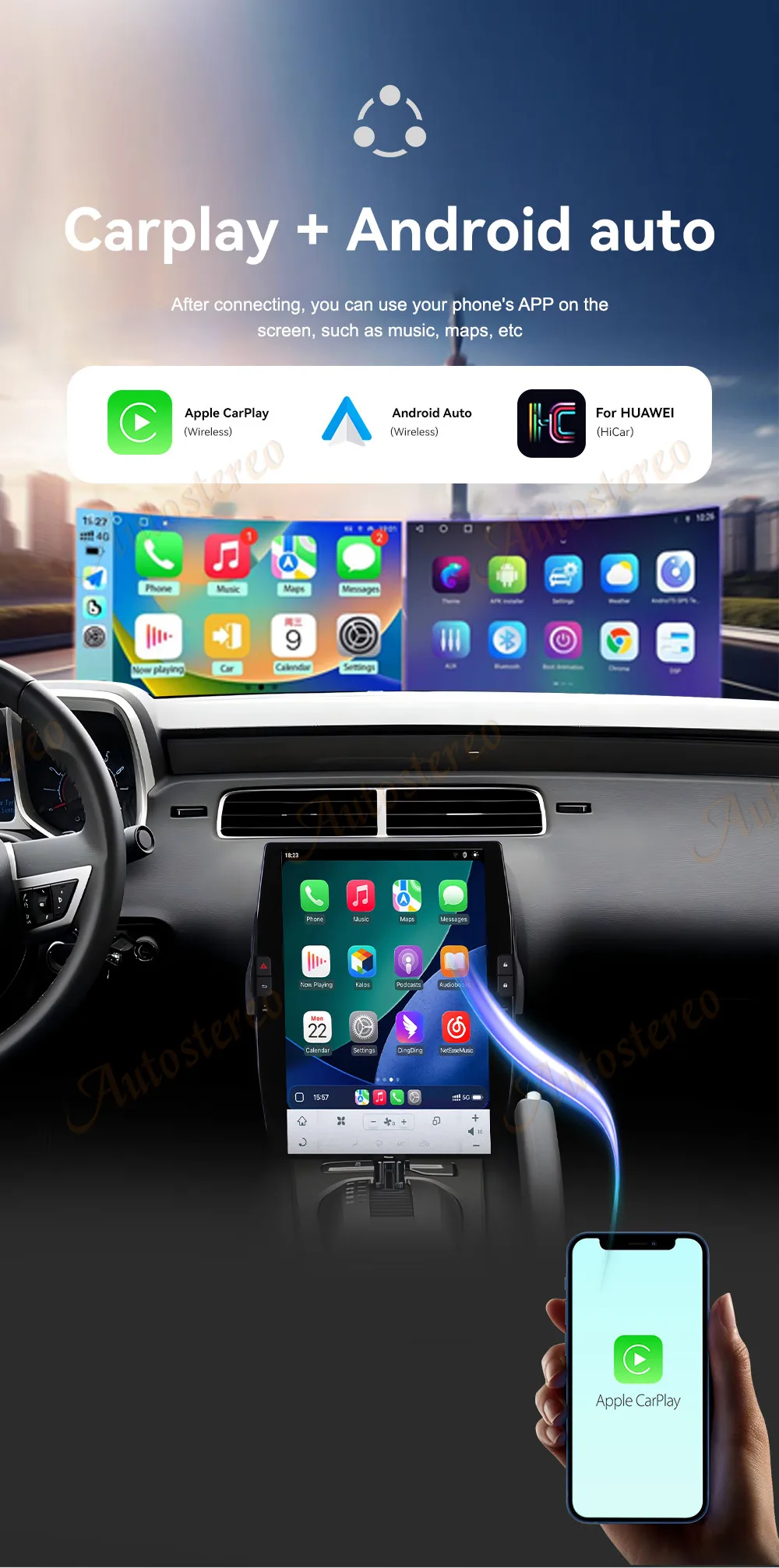 14.4 inch Carplay Android 14 For Chevrolet Camaro 2010-2015 Tesla Screen Car GPS