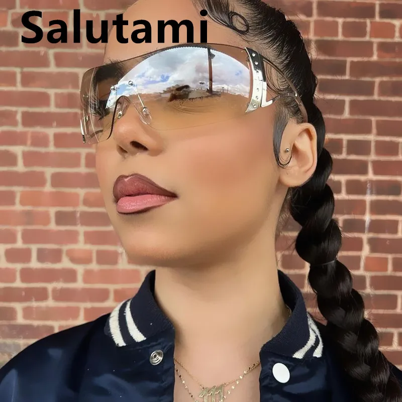 One Piece Y2k Sunglasses For Women Ne Fashion Rectangle Rimless 