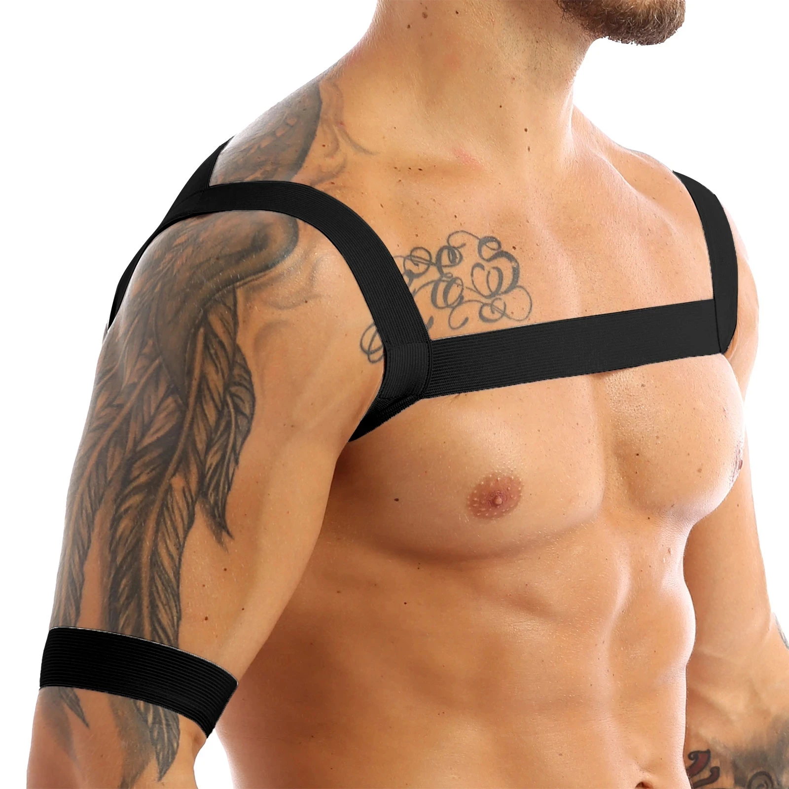 Mens Leather Harness Elastic Band Harness Men Sexy Tank Hollow Chest Bandage Harness Gay BDDSM Erotic Muscle Gothic Fetish Sex