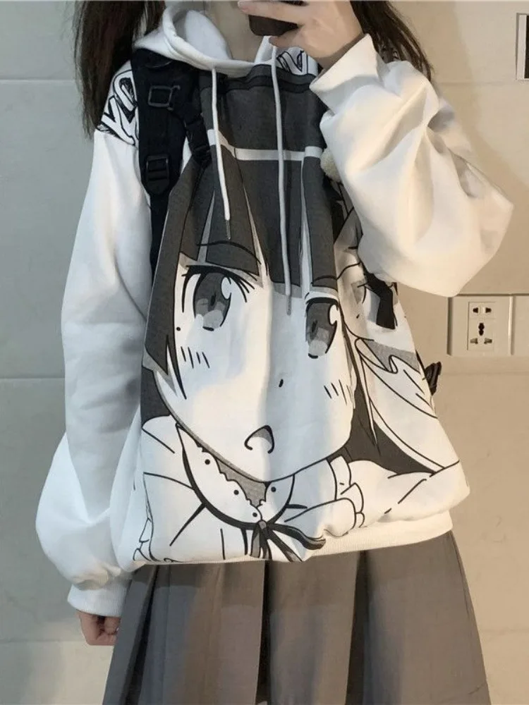 

HOUZHOU Y2k Harajuku Streetwear Hoodies Women Japanese Fashion Cartoon Print Oversized Hooded Sweatshirt Autumn 2023 New In