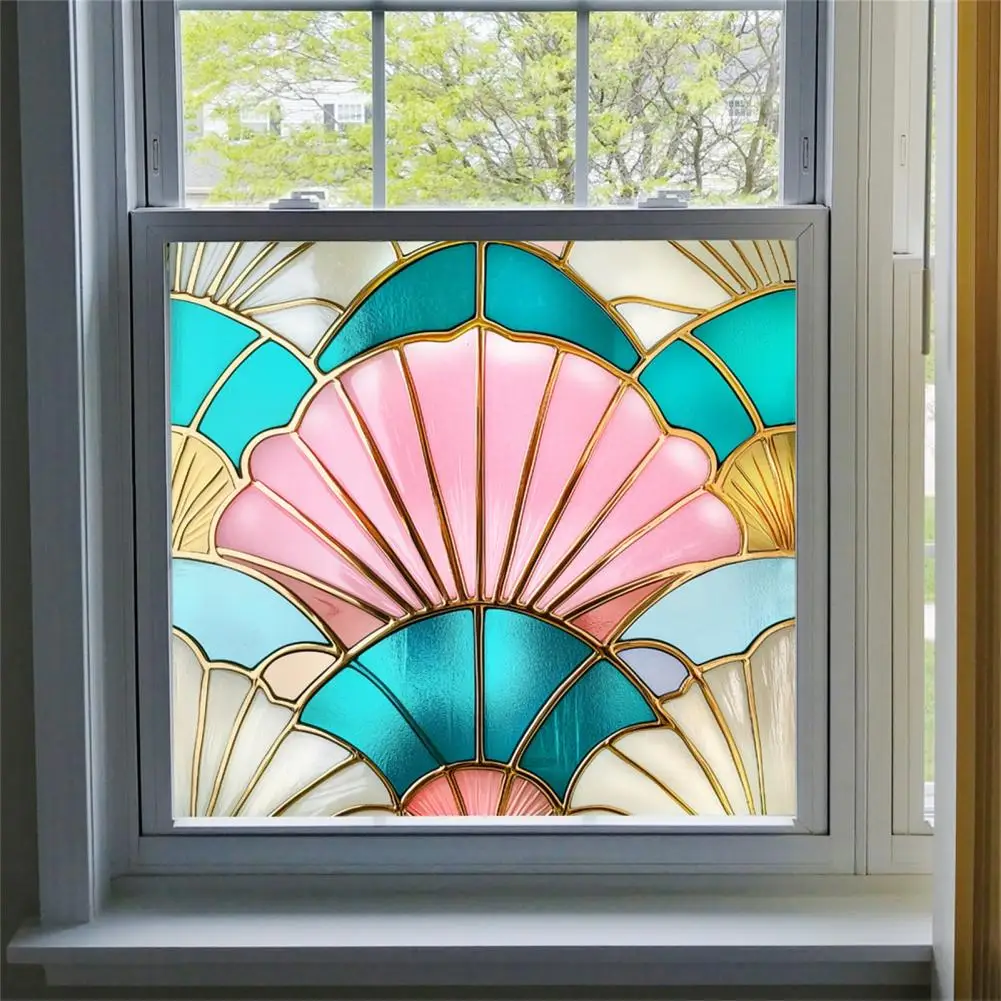 50*50cm Window Film Stained Glass Static Window Film Privacy Protection Sun Blocking Glass PVC Home Office Covering window stickers
