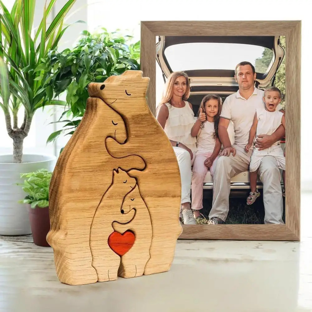 

Children Wooden Puzzle Customizable Wooden Bears Family Puzzle Educational Toy Home Decor Birthday Gift Wooden Animal Puzzle