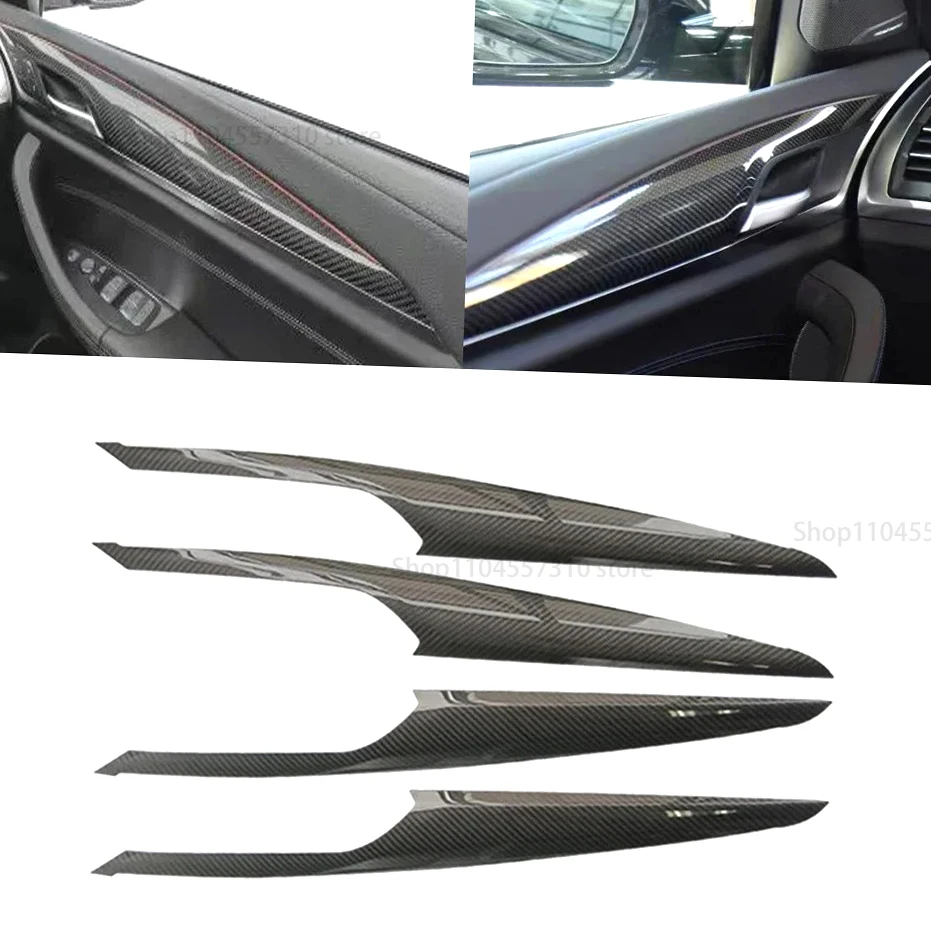 4pcs 탄소 섬유 인테리어 액세서리 BMW X3 G01 2023up 용 내부 도어 핸들 패널 장식 커버 트림
