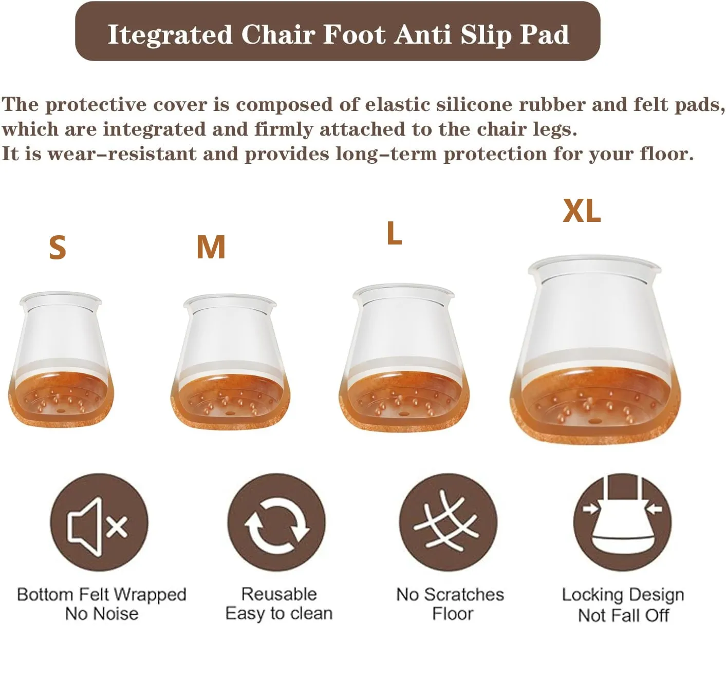 Pack of 8/20 Chair Leg Floor Protectors - Felt & Silicone Caps for Noise Reduction & Anti-Scratch Protection