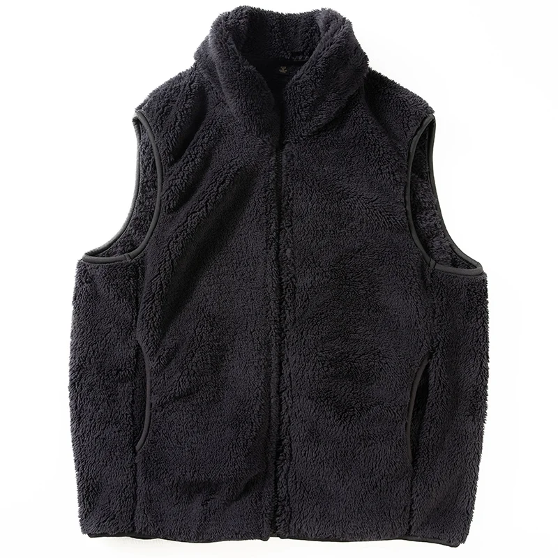 2024 Men Autumn Winter New Lamb Cashmere Vest Coats Male Stand Collar Casual Waistcoats Men's Slim Sleeveless Jackets D695 2