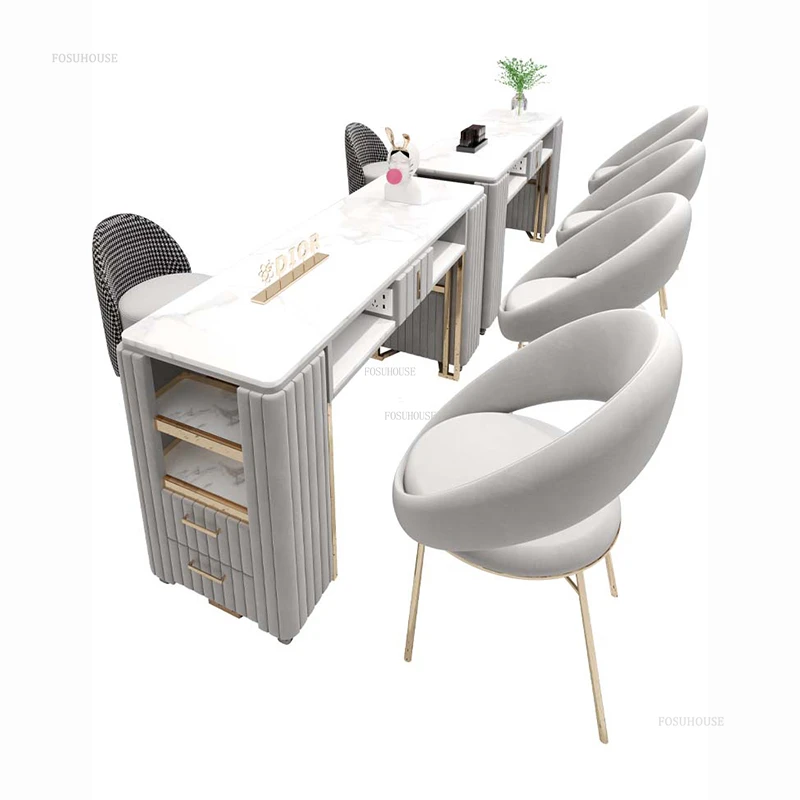 Nordic Commercial Furniture Nail Tables Simple Modern Cloakroom Manicure Table Fashion Hair Salon Multifunctional Storage Desk G