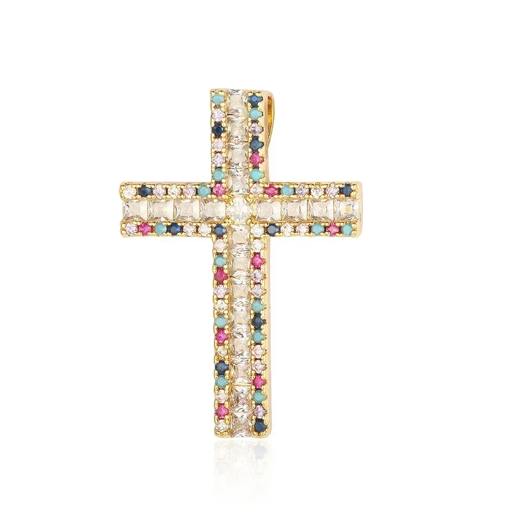 3pcs/Lot Religious Cross Jesus Goddess Copper Cubic Zircon Pendant The Female Lady Virgin Mary Charms Necklace Earring Making 2
