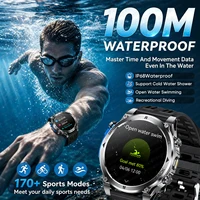 Montre connectée militaire T-RX4 Ultra GPS pour hommes, écran AMOLED de 1.7 pouces, boussole, étanche 10ATM, batterie 850mAh, appel Bluetooth 3