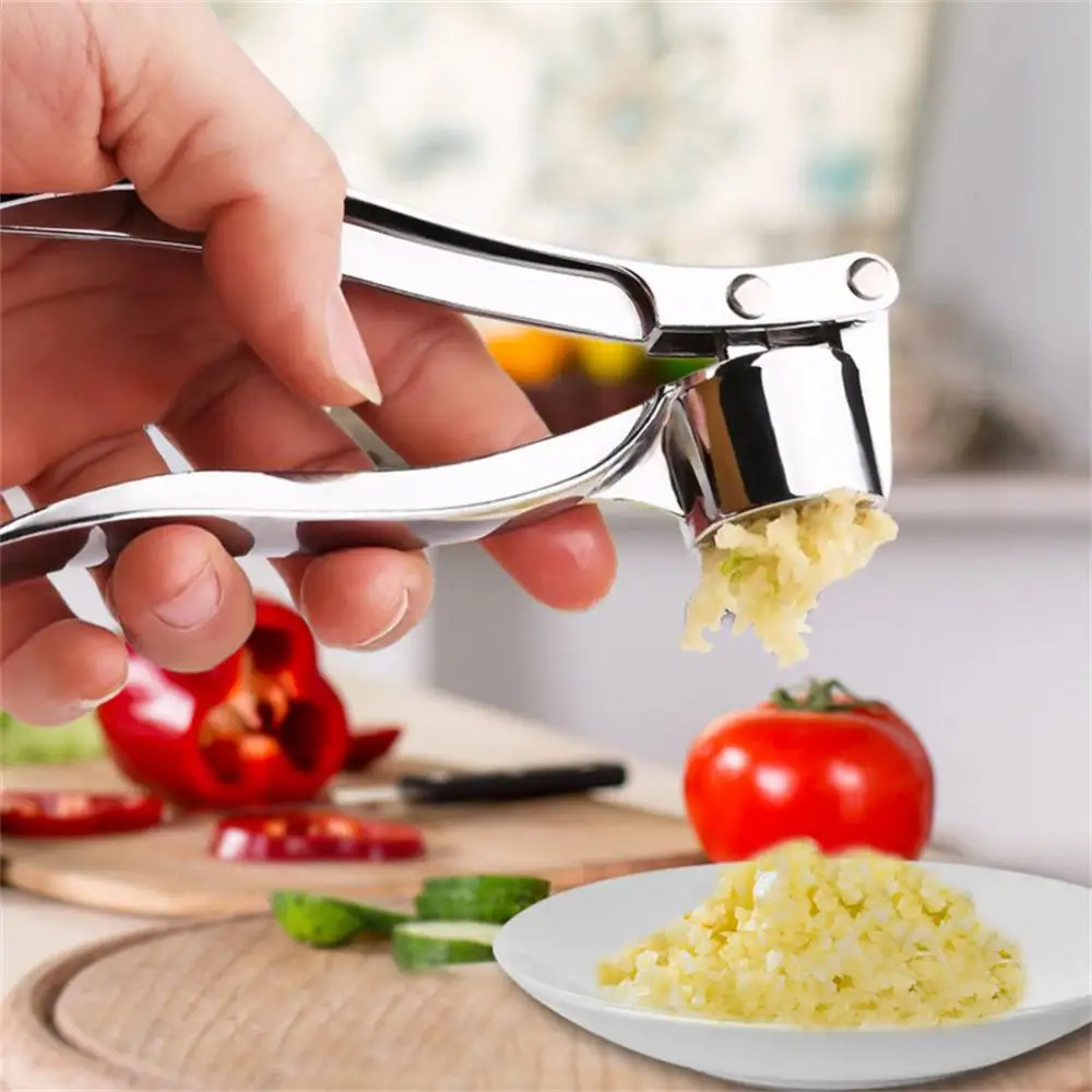  Garlic Press Rocker Stainless Steel Ginger Crusher Squeezer  Kitchen Gadget with Ergonomic handle, Silicone Tube Garlic Peeler and  Cleaning Brush Tool Set: Home & Kitchen