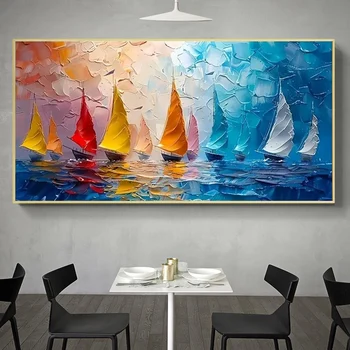 Modern Abstract Sailboat Sea View Canvas Wall Art 1