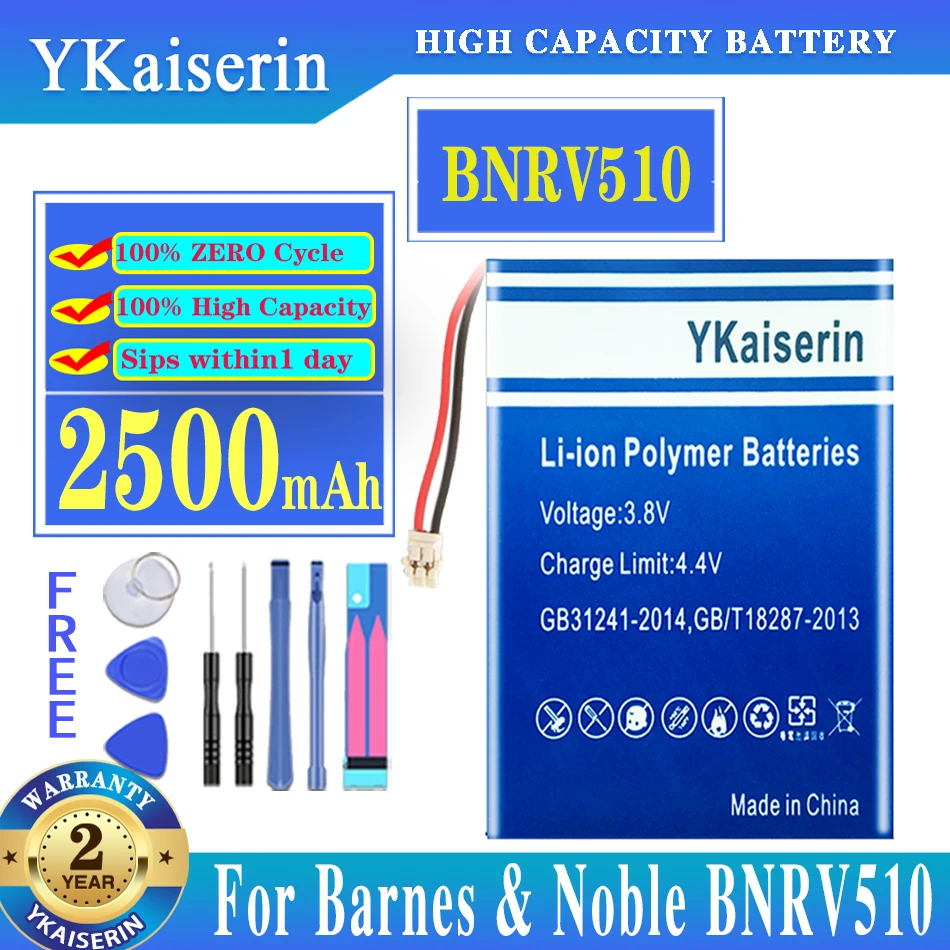 

YKaiserin 2500mAh Li-Polymer Battery PR-285083 For Barnes & Noble BNRV510 Nook Glowlight Plus 2015 Kobo Glo HD 285083 Batterij