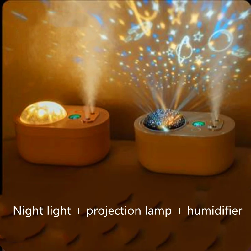 

USB Charging Starry Sky Projection Night Light LED Household Double Spray Humidifier Bedroom Bedside Romantic Decoration Gifts