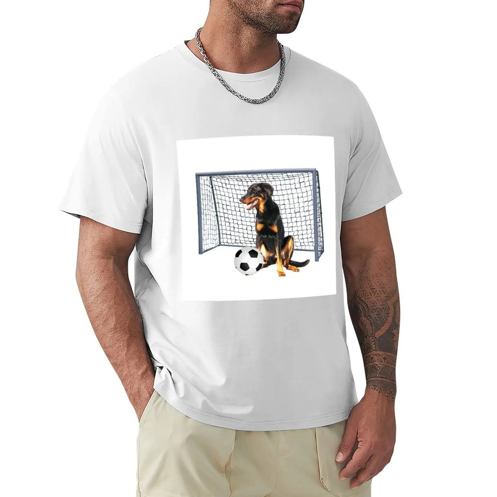

Doberman Dog - Football soccer goal T-Shirt plus sizes anime clothes plain black t shirts men