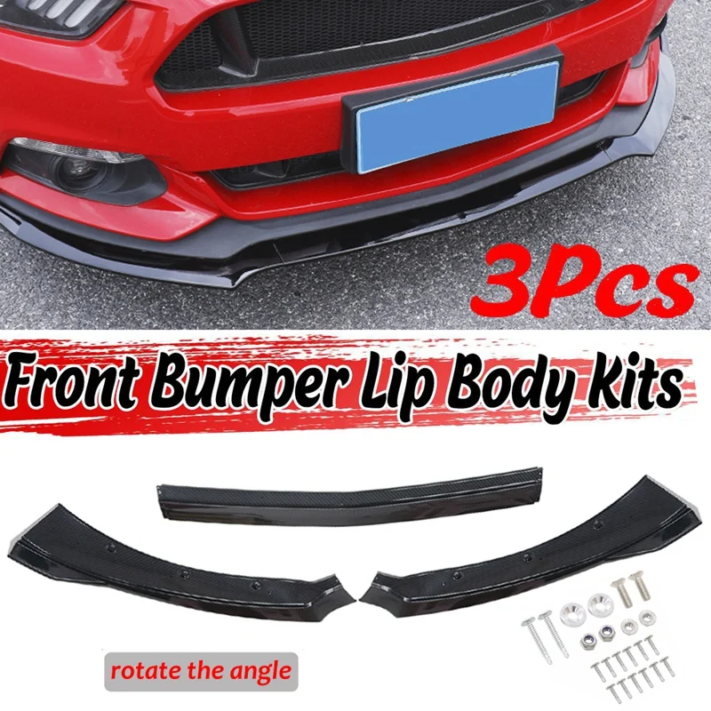 

Universal Front Bumper Lip Under Panel Carbon Fiber Bumper Shovel Lip Spoiler For Ford Mustang 2015-2019
