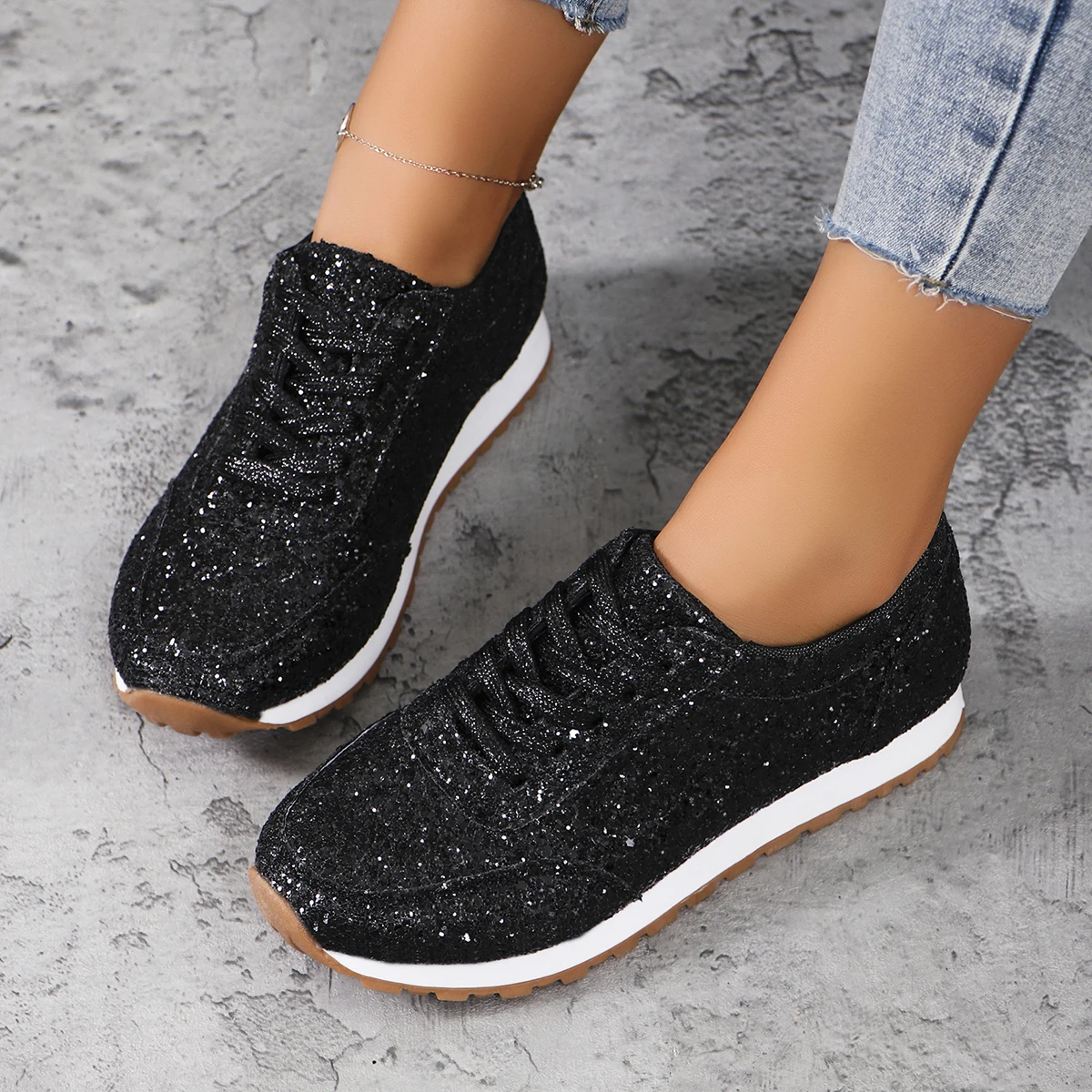 New Trend Women Casual Shoes Women Fashion Spring Autumn Sequin Sneakers Women Shallow Platform Vulcanize Shoes Zapatillas Mujer