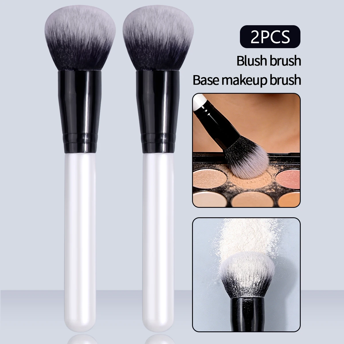 2PCS 부드럽고 푹신한 블러쉬 브러쉬, 루즈 브러쉬, 컨투어링 브러쉬, 오래 지속되고 다기능적인 메이크업 브러쉬, 뷰티 도구