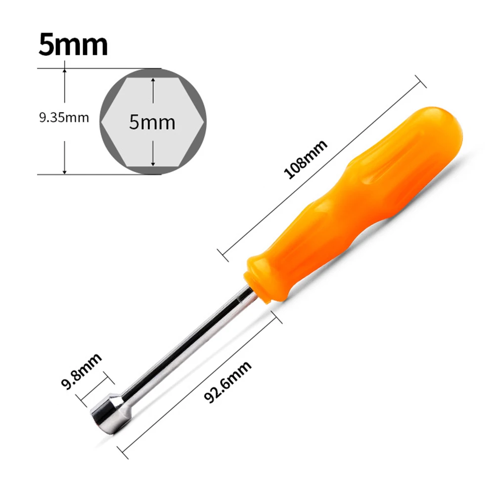 

Wrench Nut Shank Drill Bit Screwdriver Socket Socket Wrench 6 Angle Wrench 1pc 5/5.5/6/7/8/9/10mm Carbon Steel Orange