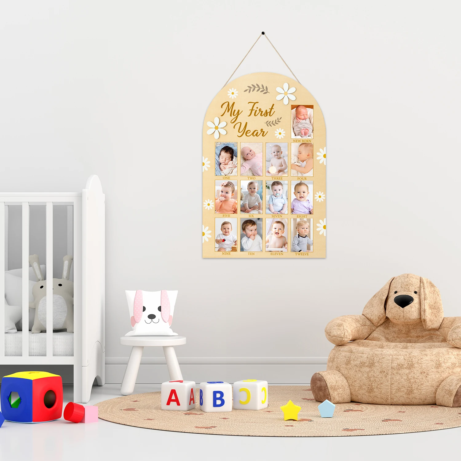 Children Growth Record Album Display Board Baby Room Decoration Party Display Table Top Newborn Photo 1 Set