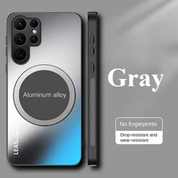 Enhanced Metal Magnetic Car Holder Case - Hard Matte PC Cover - Galaxy Note20 Ultra (Grey)