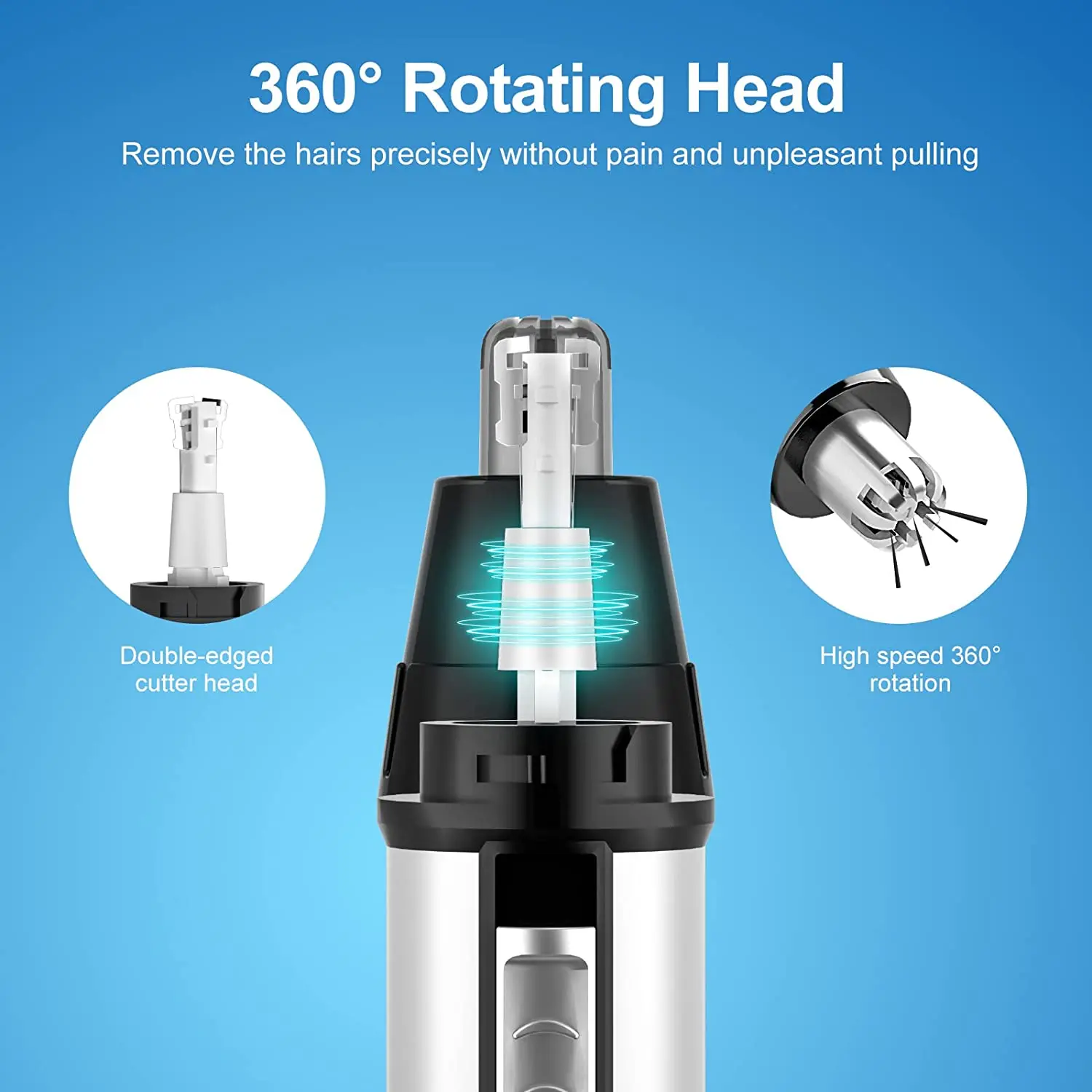 Kemei 4in1 Rechargeable Nose Trimmer Beard Trimmer Men Ear Eyebrow Nose Hair Trimmer for Nose and Ear Hair Removal Clean Machine 3