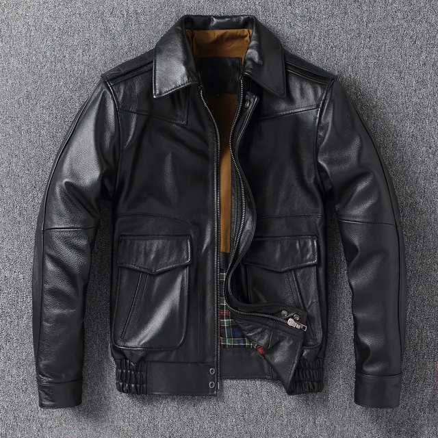 New Style Leather Jacket FirstLayer Cowhide Plus Size Loose-Fit Flight Jacket Short-Sleeve Leather Coat Oversized Riding 8XL 2