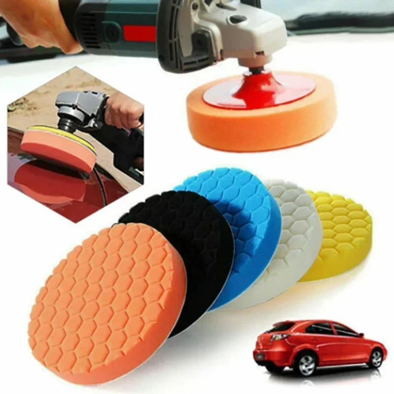 Car Polishing Pads Kit 5/6/7 Inch Self-Adhesive Wheel Car Detailing Waxing Sponge Pads Auto Care Cleaning Tool 5Pcs