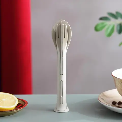 Portable Travel Cutlery Set Japan Style Wheat Straw Knife Fork Spoon Set Student Dinnerware Sets Kitchen Tableware Sets