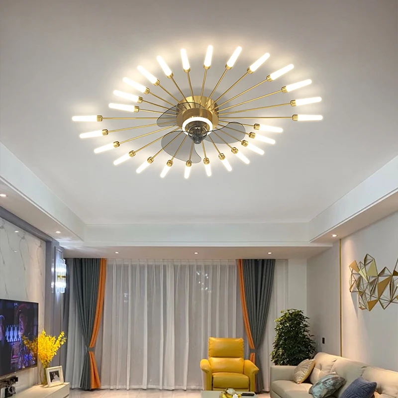Firework Shaped New Modern LED Ceiling Fan Indoor Lighting For Dining Living Kids room Bedroom HOME Decoration Fixture Lights
