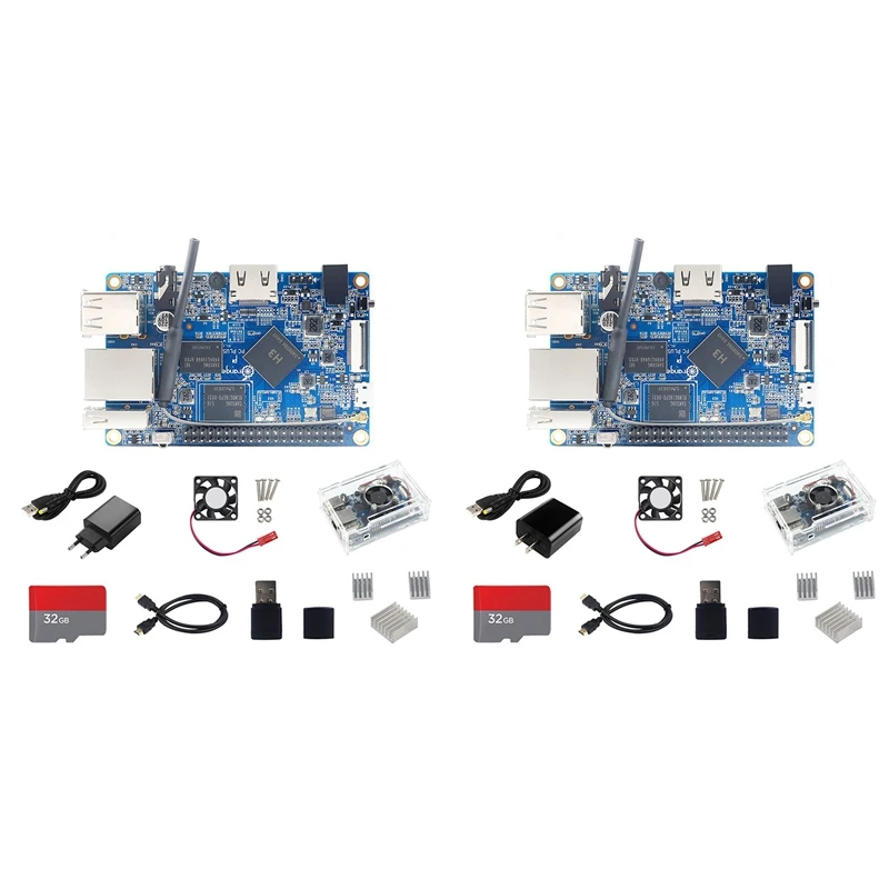 Orangepi PC Plus H3 1GB DDR3 8G EMMC   + ̽ +  + 濭 + HD ̺ + 32G SD + ī  + 