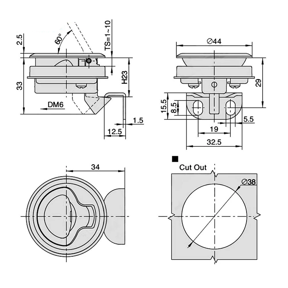 Marine Hatch Locking Locker Boat Embedded Flush Pull Hatch Slam Latch Stainless Steel Latch Latch 2Pcs 316 Stainless Steel 45 Mm