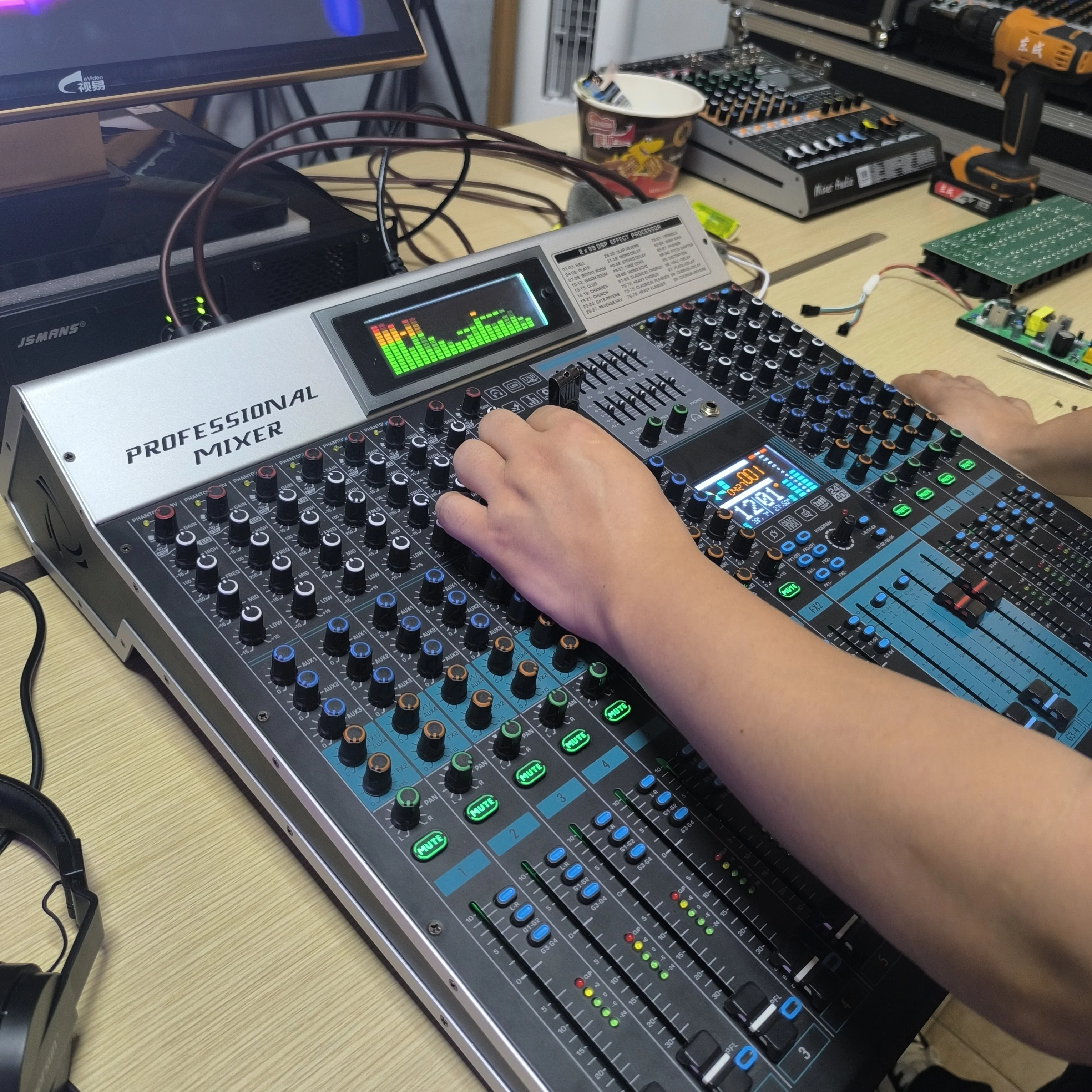 DJ 사운드 컨트롤러 전문 믹서 14/18채널 듀얼 99DSP 스테이지 공연용 USB MP3 블루투스 오디오 믹서 스튜디오 오디오