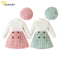 Ma & baby 6M-3Y enfant en bas âge nouveau-né bébé filles vêtements ensembles tricot à manches longues hauts Plaid Skrits chapeau automne printemps tenues D05 6