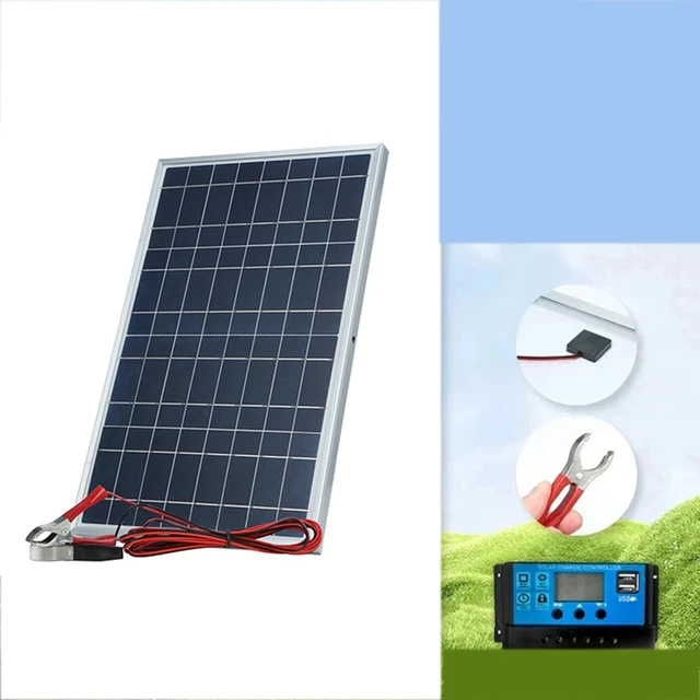 12V Solar Panel Kit Complete 30W Power Portable Outdoor Rechargeable Solar Cell Generator For Home 2