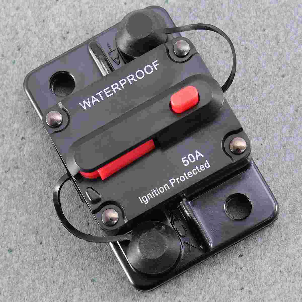 

50A Waterproof High Amp Manual Reset Dual Stud Circuit Breaker with (Black)