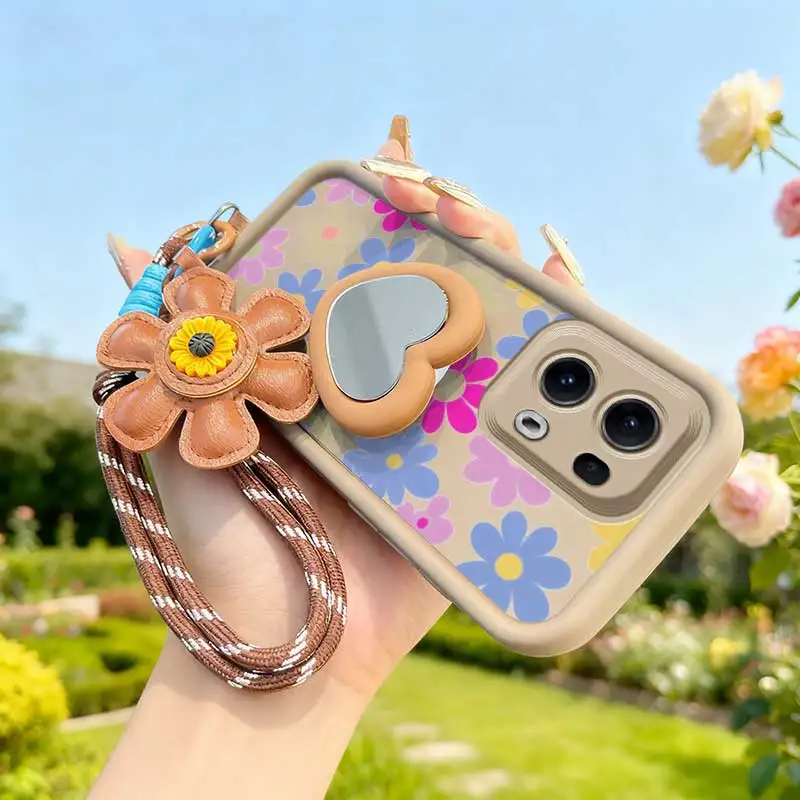 Cartoon Flower Phone Case Set with Lanyard and Craft Embellishments