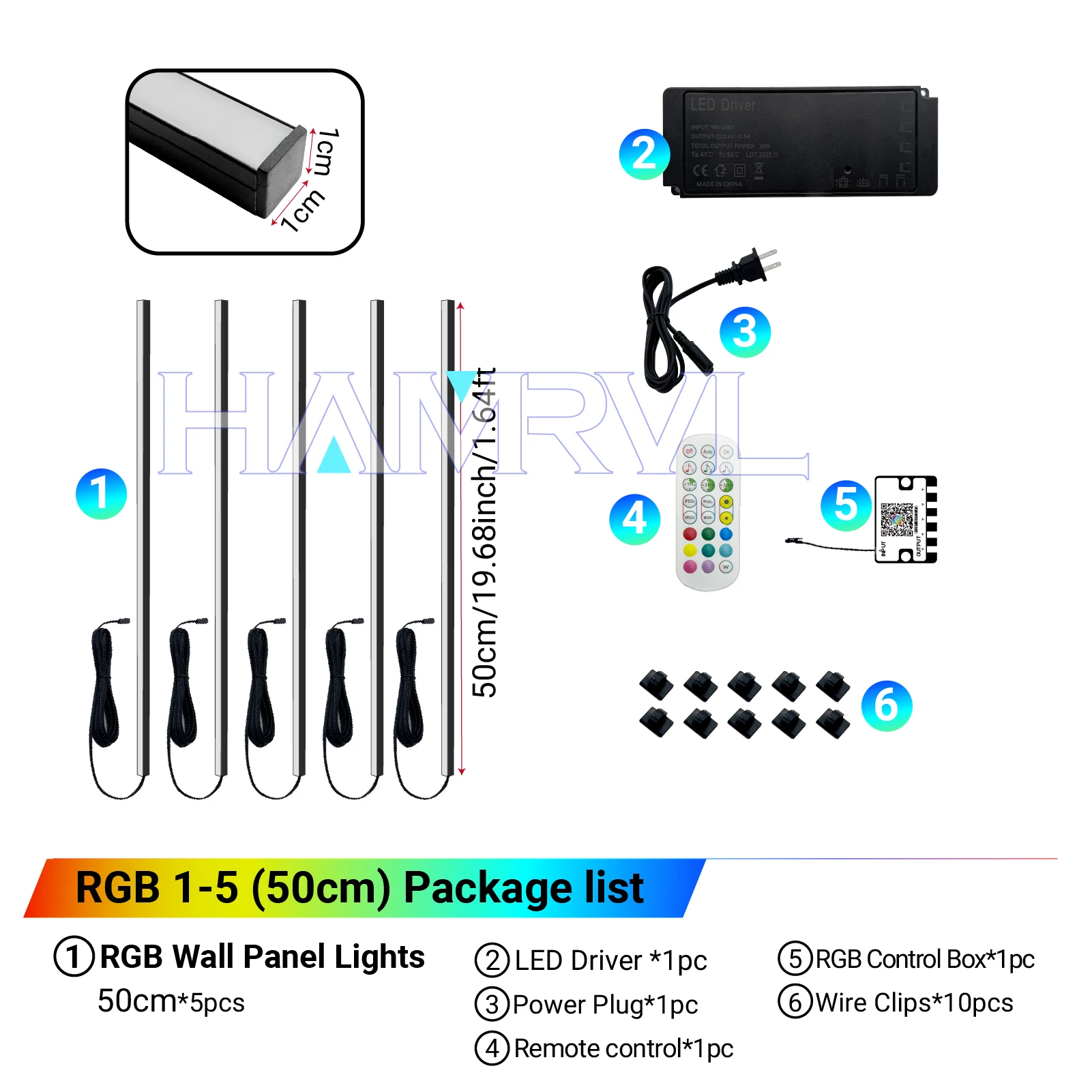 RGB+IC Smart Einbauleuchten-Set für Holzwandpaneele, Musiksynchronisation, Lauflichteffekte für Wohnzimmer, Gaming, Fitness