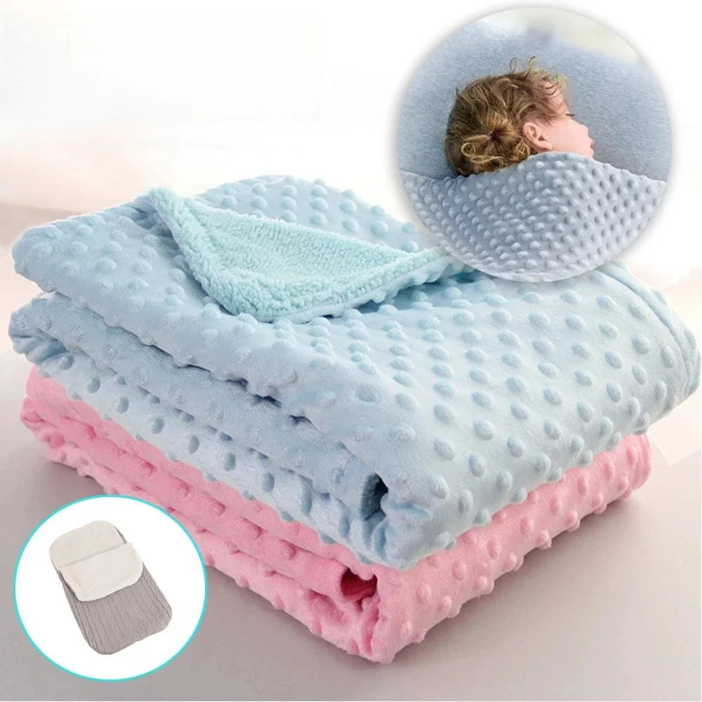 Fleece Blanket Winter Newborn Baby Blanket & Swaddling Thermal Soft Solid Bedding Set Cotton Quilt Infant Bedding Swaddle Wrap