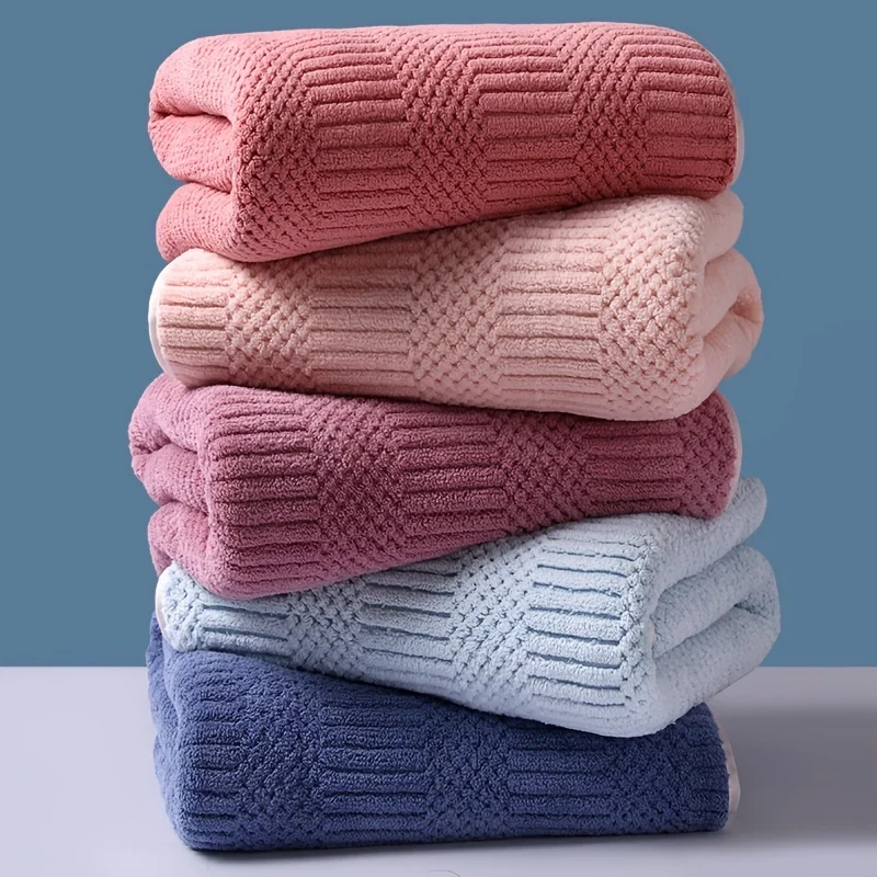 1pc Striped Coral Velvet Hand Towel Soft Quick-Drying Absorbent Towel for Bathroom Beach towels & mats Practical Beach Essentials