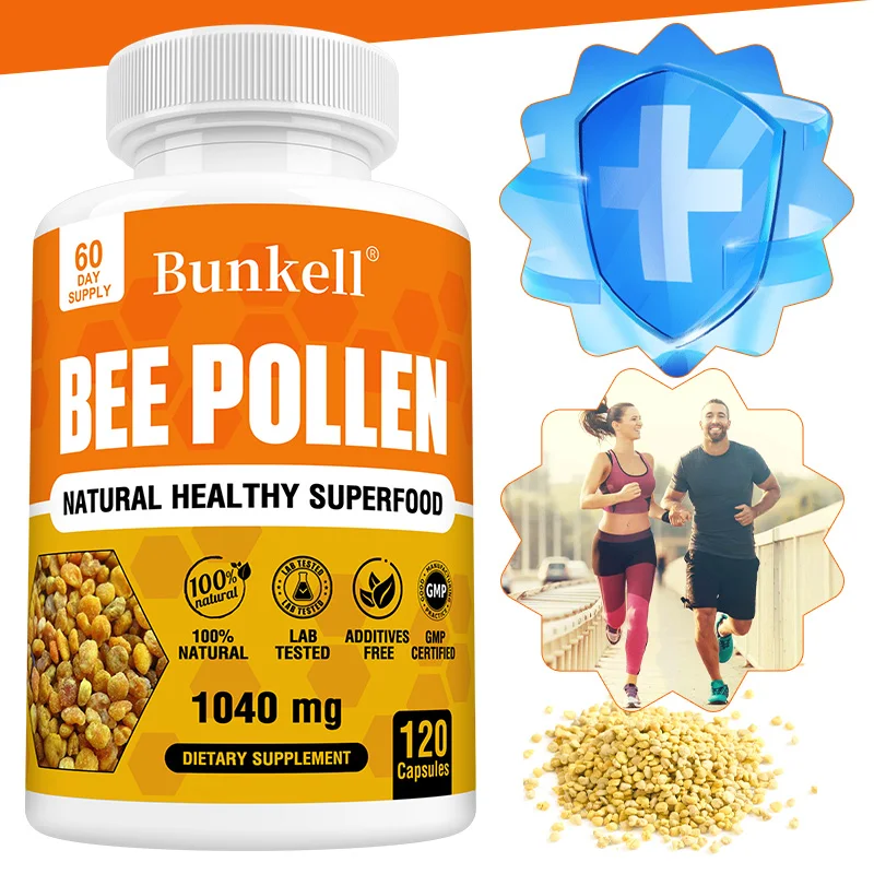 Bee Pollen Supplements-Natural Bee Pollen Vegetarian Capsules-Protein, Amino Acids, Immune Support and Antioxidant