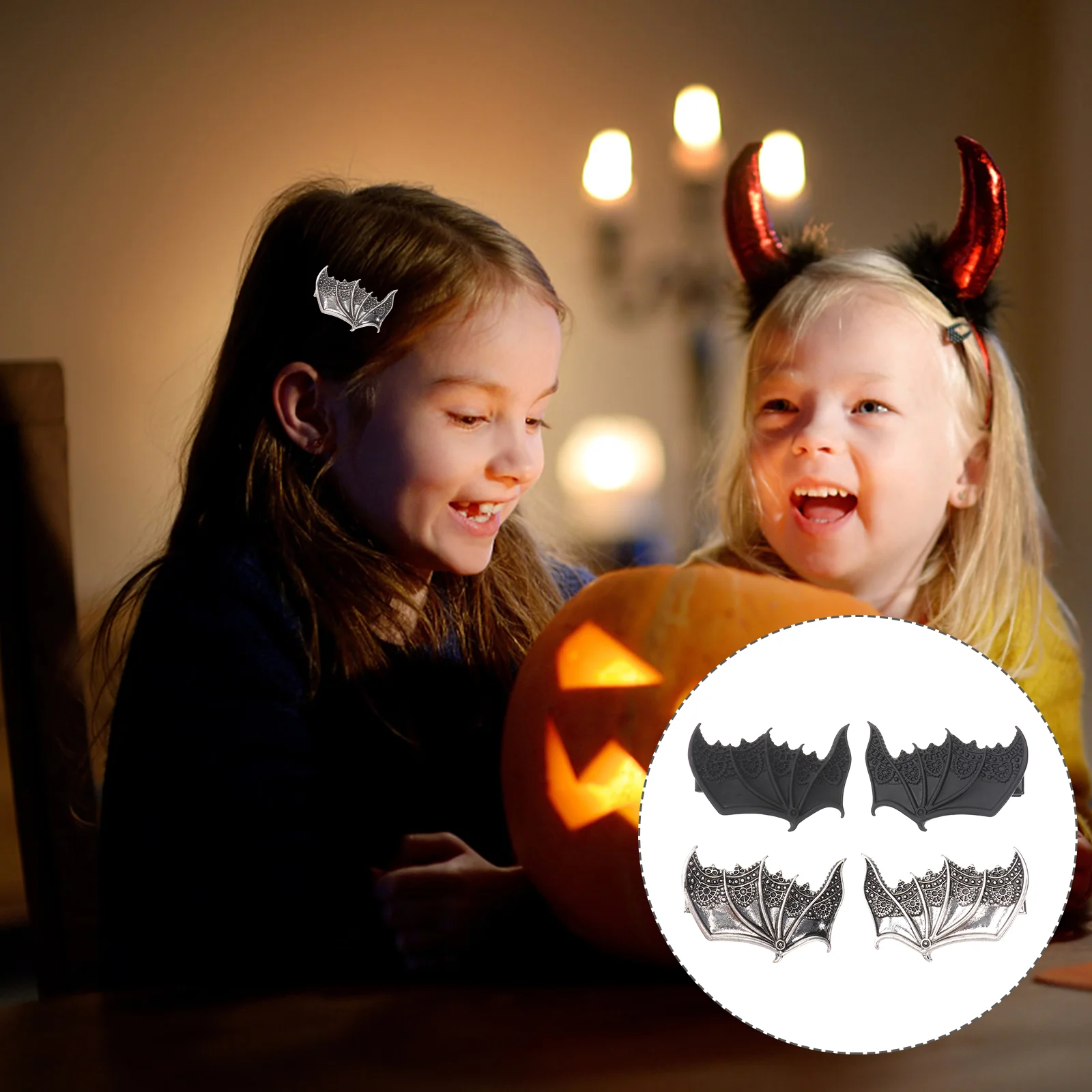 

2 Pairs Cool Wings Bat Wings Hairpins Punk Halloween Hairclip Accessories