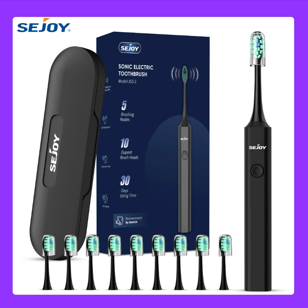 SEJOY Oral Cleaning Sonic Electric Toothbrush Personal Care Appliances IPX7 3 Modes Smart Rechargeable Automatic Toothbrush