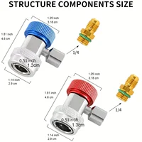 Adaptateurs R134A H/L à raccord rapide pour climatiseur, coupleur rapide en laiton réglable pour fluide frigorigène de climatisation 2