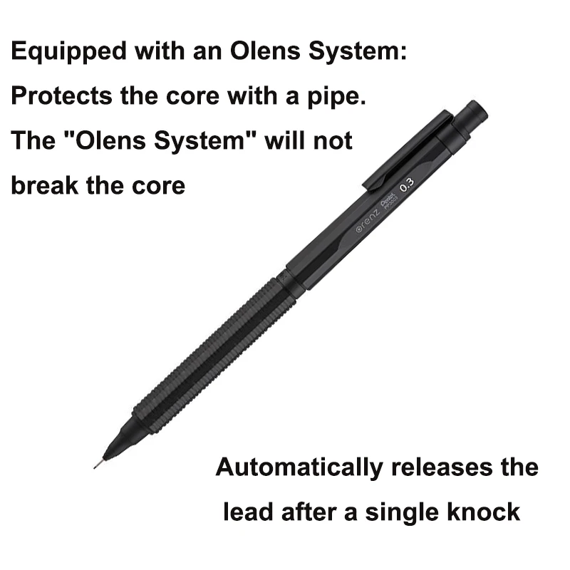 Pentel Orenz Nero PP3003-A Mechanical Pencil, 0.3 mm 0.5 mm  Automatic Reeling Mechanism Japanese Olens System Graphite Pencils images - 6