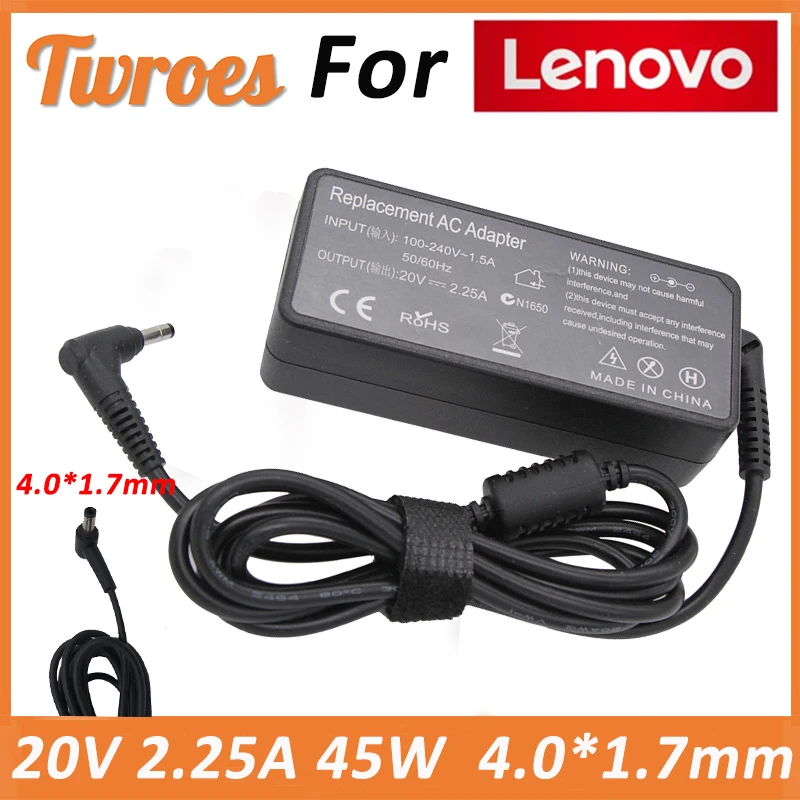 Caricatore Adattatore Ca 20V 2.25A 45W 4.0*1.7Mm Per Lenovo Yoga 310 510 520 710 Miix5 7000 Air 12 13 Ideapad 320 100 110 N22 N42